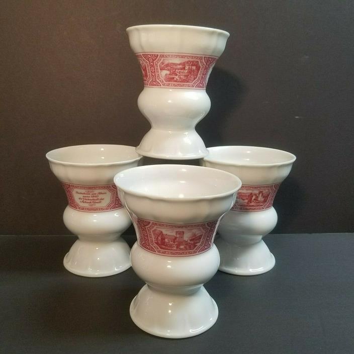 Heinrich West Germany Irish Coffee Tall Cup Porcelain Footed Red & White #134