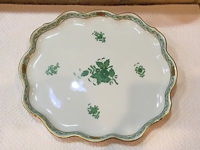 Herend Chinese Bouquet Green Scalloped Tray