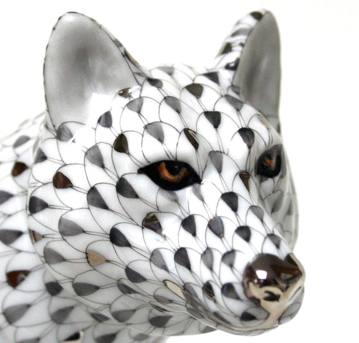 Herend *2013* Large Platinum Fishnet Wolf! Limited Edition! Only 150 Worldwide!