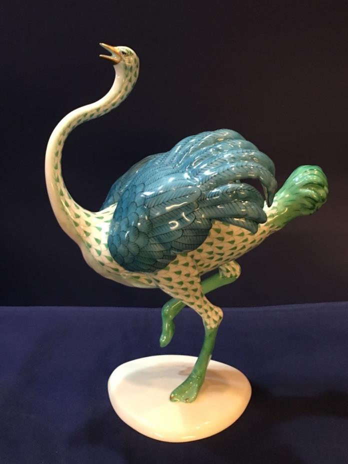 Herend Figurine- Large Ostrich -Green Fishnet