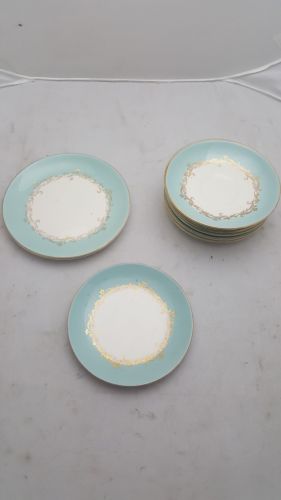 Lifetime China Co Gold Crown Robin's Egg Blue Plate Set