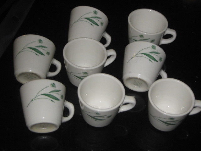 HOMER LAUGHLIN CHINA, 8 COFFEE CUPS, WHEAT PATTERN