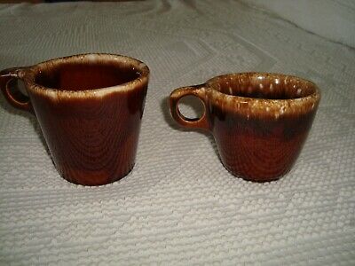 Hull Brown Drip Coffee Mugs Oven Proof (Lot of 2) Vintage