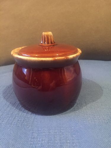 Hull Small Crock With Lid Or Use as Sugar Bowl. Marked Hull USA Ovenproof.