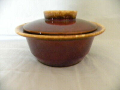 VINTAGE HULL POTTERY   BROWN DRIP COVERED DISH CASSEROLE OVEN PROOF