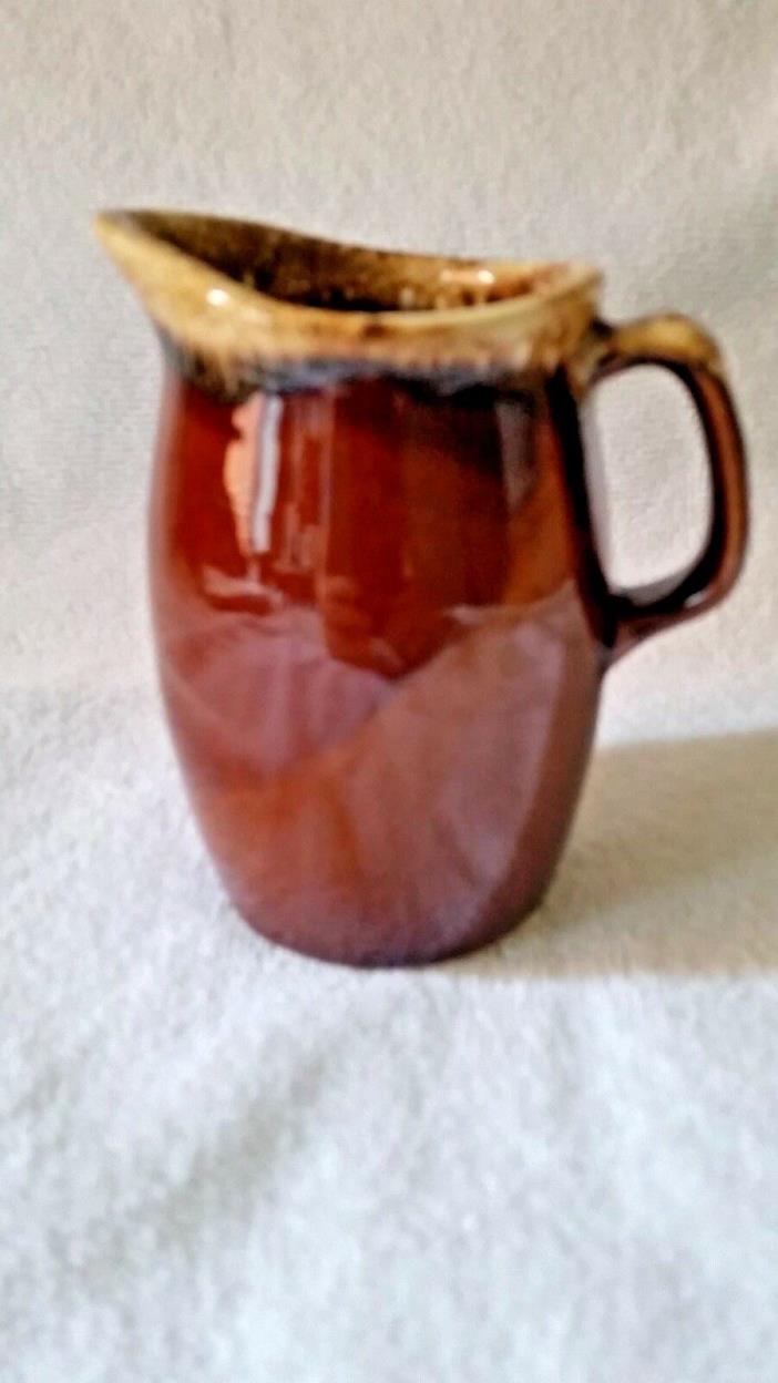 HULL POTTERY OVEN PROOF USA BROWN DRIP GLAZED CREAMER SYRUP PITCHER KITCHENWARE