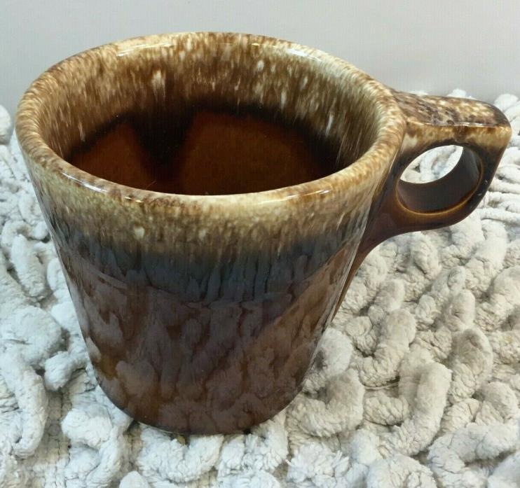 Vintage Hull Coffee Mug Cup Glass Brown Drip Glaze 3.5