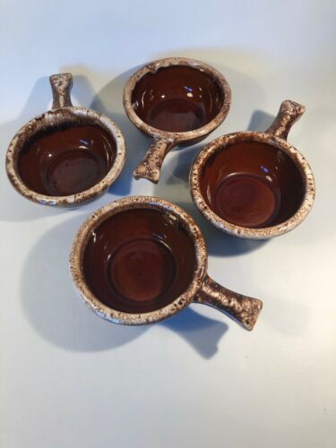 VINTAGE HULL BROWN DRIP POTTERY 4PC.