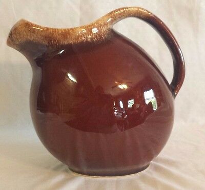 Hull Ball Pitcher Brown Drip With Ice Lip Ovenproof Made in USA