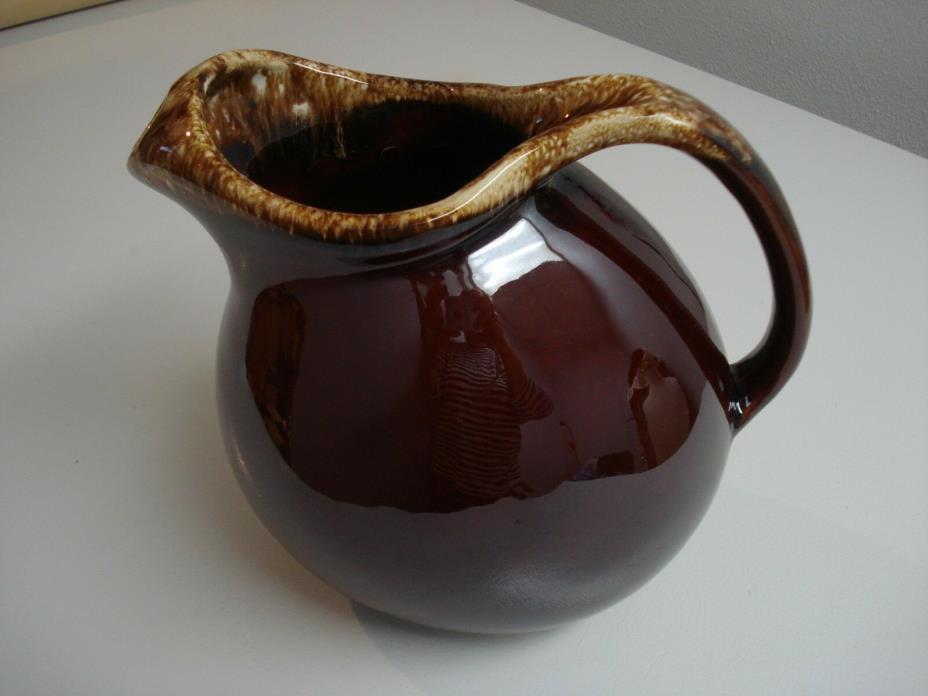 Vintage HULL Oven Proof USA Brown Drip Glaze Pitcher w/Ice Lip---MINT CONDITION