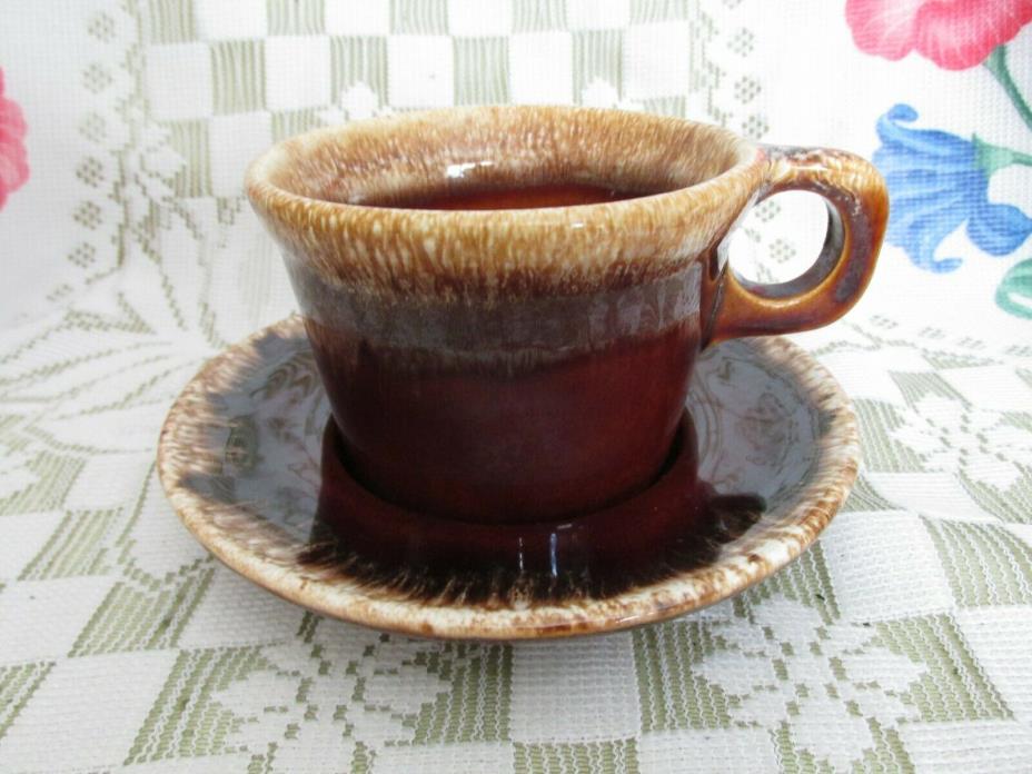 Vintage Hull Crestline Brown Drip Coffee Cup and Saucer