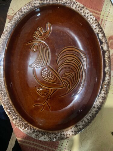 Hull Brown oven proof  Rooster Platter