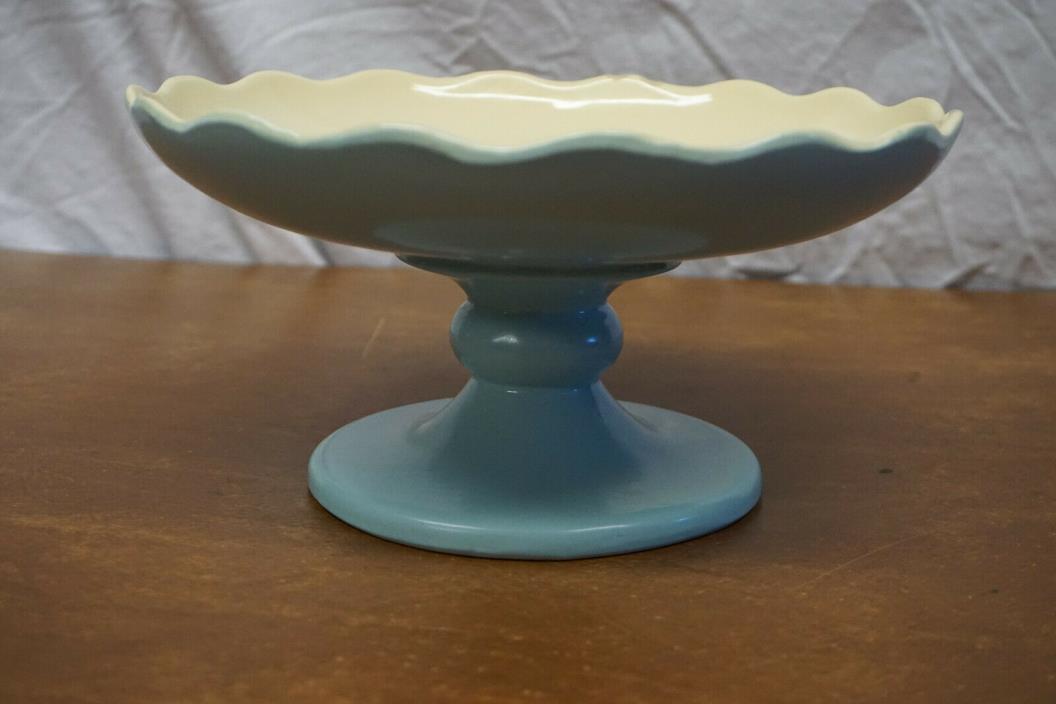 Vintage Hull Compote Fruit Bowl Centerpiece Blue/Yellow #159