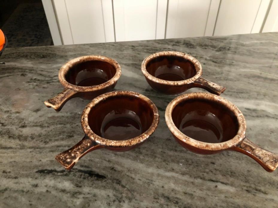 Hull set of oven proof brown and white bowls with handles (4) in