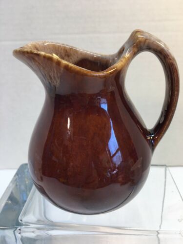 Brown Drip Pottery Creamer 4.5” Holds 8 Oz