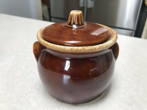 Vintage Hull Brown Drip Handled Sugar Bowl w/Lid - USA