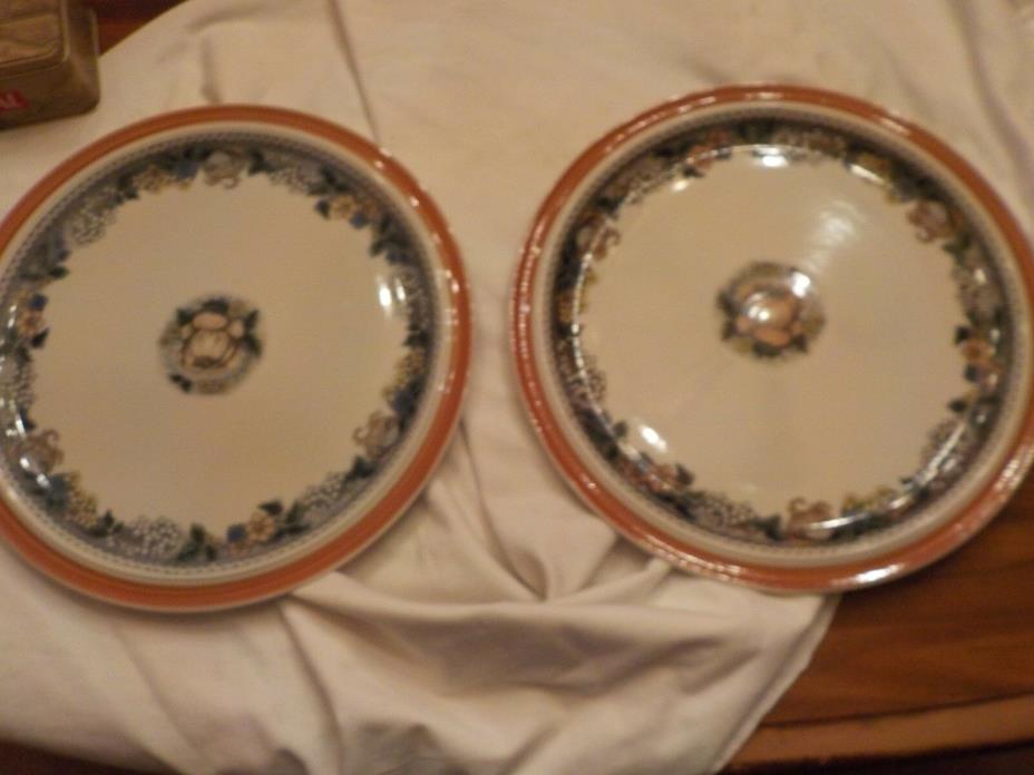 TWO VINTAGE GOEBEL COUNTRY BURGAND 12 INCH PLATES BAVARIA W. GERMANY
