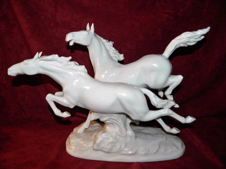 HUTSCHENREUTHER PORCELAIN FREEDOM HORSES by MAX FRITZ GERMANY