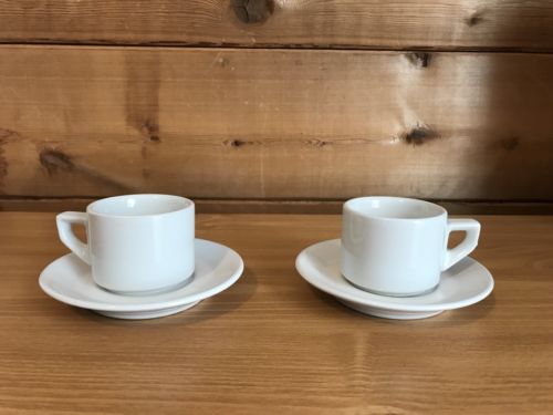 Demitasse White Cups/Saucers-Set Of 2