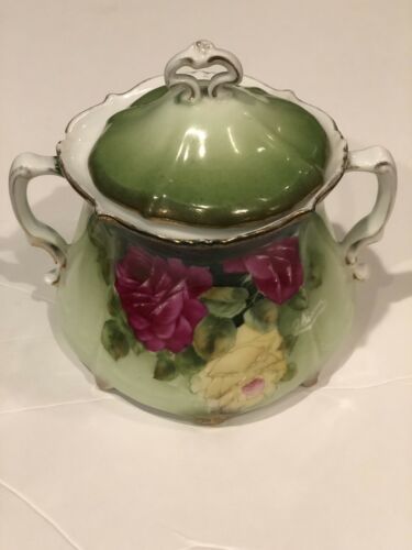 C.1900 P.T Bavaria Hand Painted Sugar Bowl And Creamer Signed