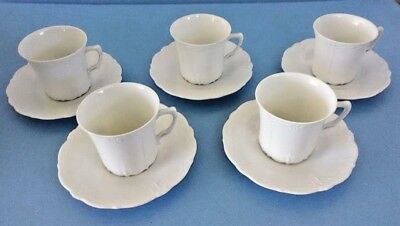 5 Sets Tirschenreuth BARONESSE WHITE  Cup and Saucer Sets