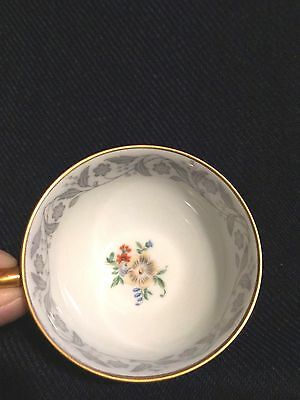 LHS Bavaria Germany Hutschenreuther Selb Cup Tea Coffee Gold Trim Gray Flower