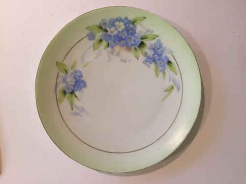 PT Early Tirschenreuth Hand Painted Plate Signed Rosch Blue Floral Bavaria 8.5
