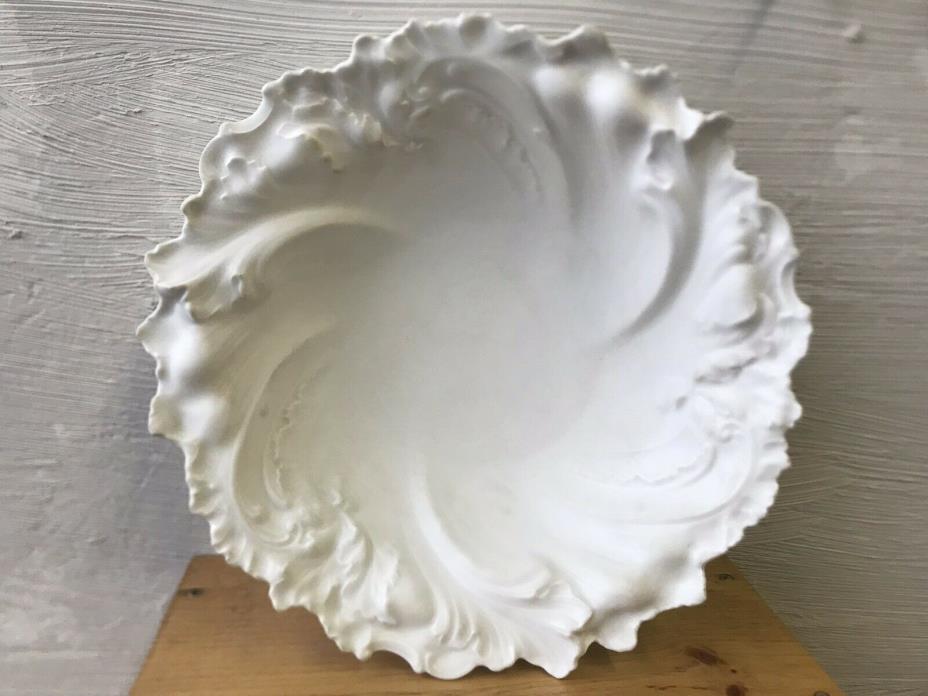 Hutschenreuther Tirschenreuth Bisque Porcelain White Serving Bowl Iris Pattern