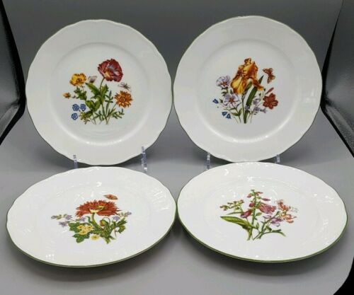 Set of 4 Tirschenreuth Bavaria SMCS Floral Porcelain Plates
