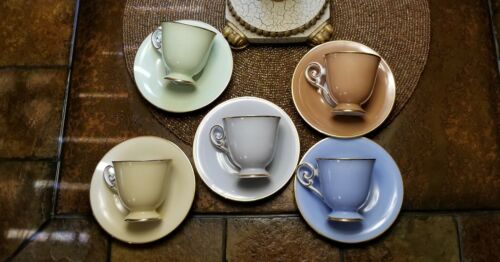 Bavaria Tirschenreuth Pasco  Fine China Tea Cup and Saucer #3527 4 Sets Vintage