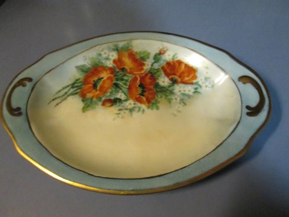 Antique Victoria -Czechosiovakia Oblong tray/celery dish=HED POPPIES