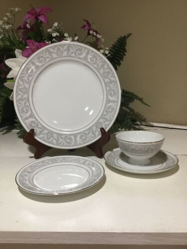 IMPERIAL CHINA BY W DALTON  4-Piece Whitney Cup Bowl Saucer Dinner Plate