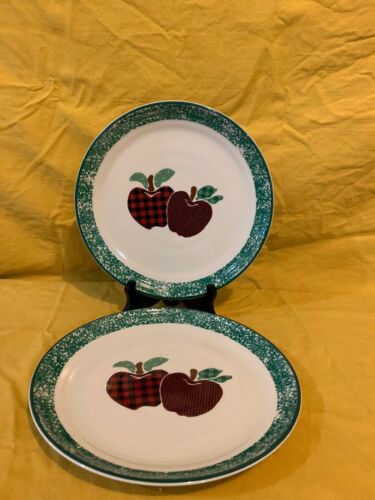 2 APPLEJACK CHINA Ingleman Design   11 inch Dinner Plates  AN