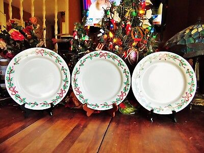 3 NEW OTHER(old stock) INTERNATIONAL CHINA CHRISTMAS RIBBONS # 157 DINNER PLATES