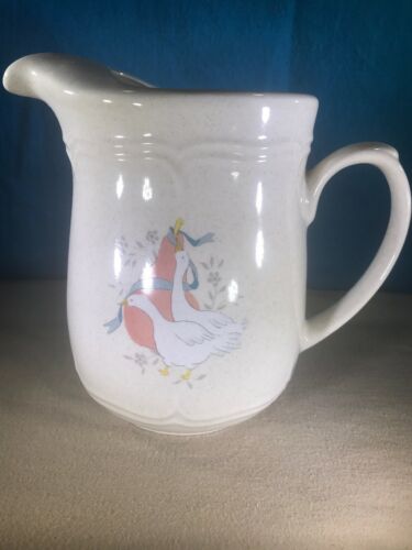 Marmalade by International China 64 oz Pitcher Geese Blue Ribbon Flowers Discont