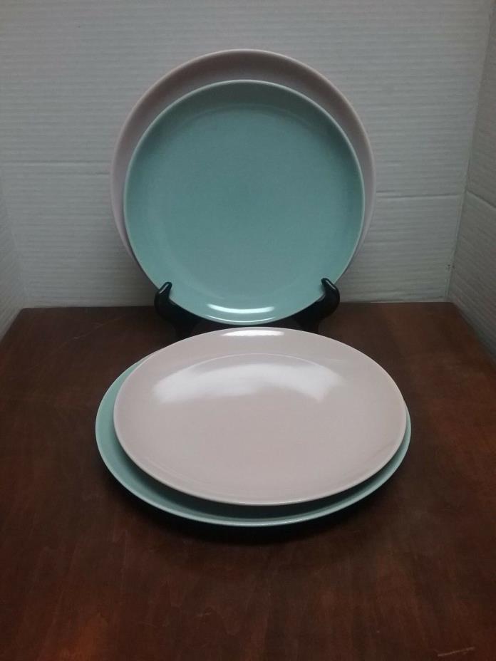 Russel Wright Iroquois Casual Blue & Pink(2) Dinner Plates (2) Lunch Plates