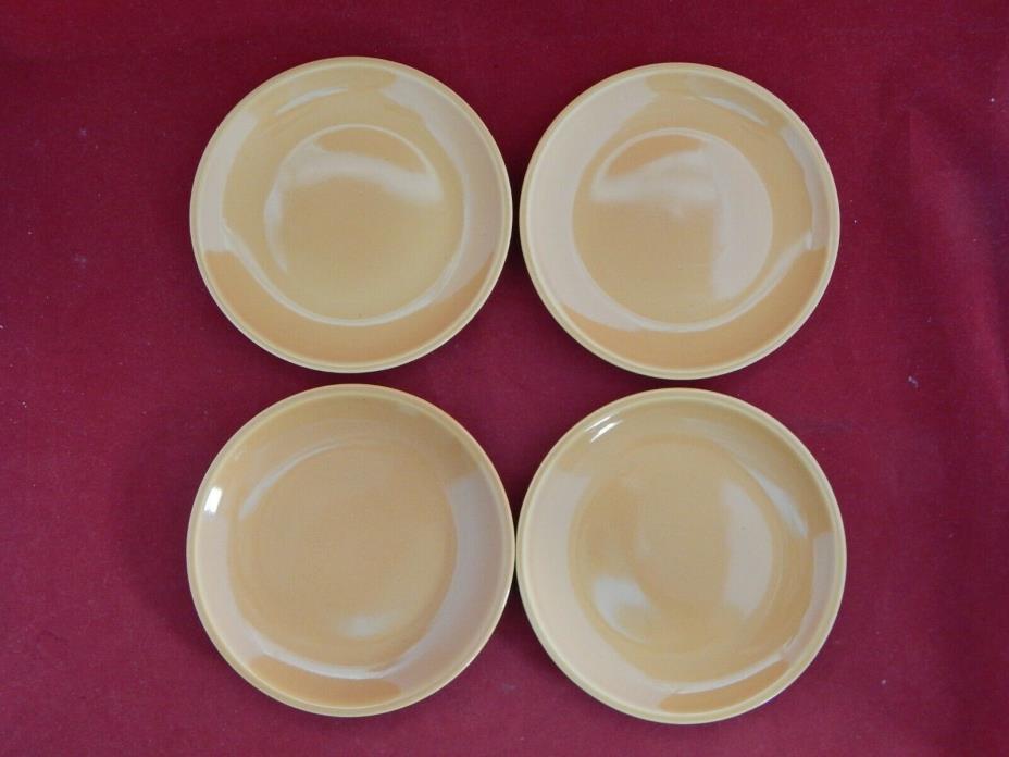 IROQUOIS POTTERY INTERPLAY MUSTARD. (4) BREAD PLATES 1950'S.EXCELLENT CONDITION.