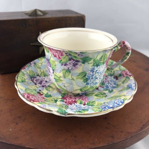 James Kent Ltd Hydrangeas Tea Cup Saucer Set Decoration only Longton England