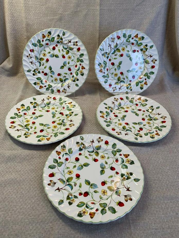 James Kent Old Foley Staffordshire Strawberry made in England - 5 Dinner Plates