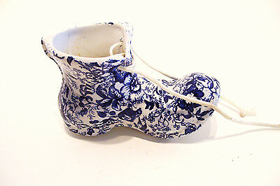 Blue and White Porcelain Shoe James Kent Old Foley Staffordshire Century Chintz