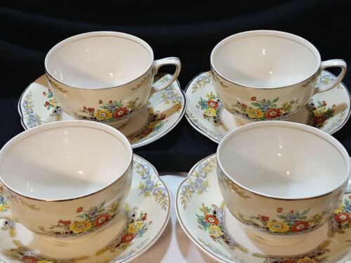 vtg johnson brothers langhorn pareek cups and saucers 8 pc floral england
