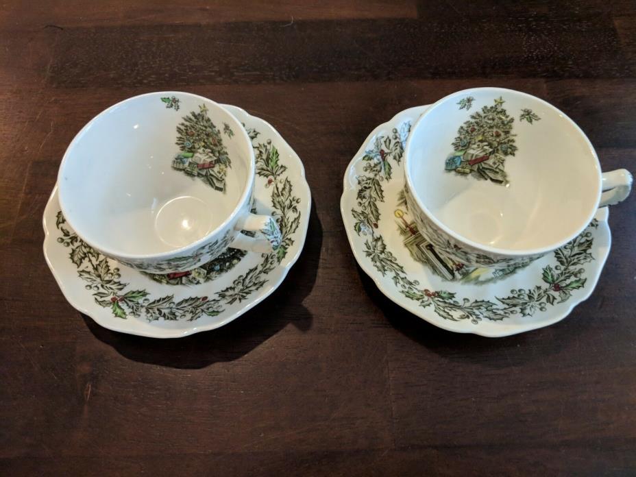 Johnson Brothers MERRY CHRISTMAS Cup & Saucer (Set of 2 ea)