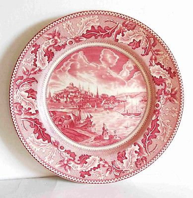 Johnson Brothers HISTORIC AMERICA PINK View Of Boston Dinner Plate 10