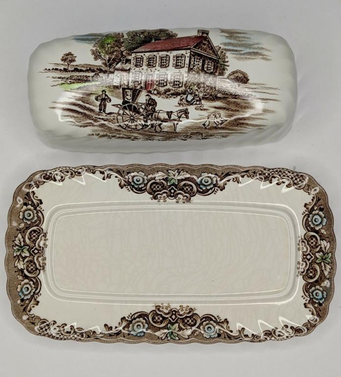 Heritage Hall China Butter Dish Pennsylvania Fieldstone  4411 Made in England
