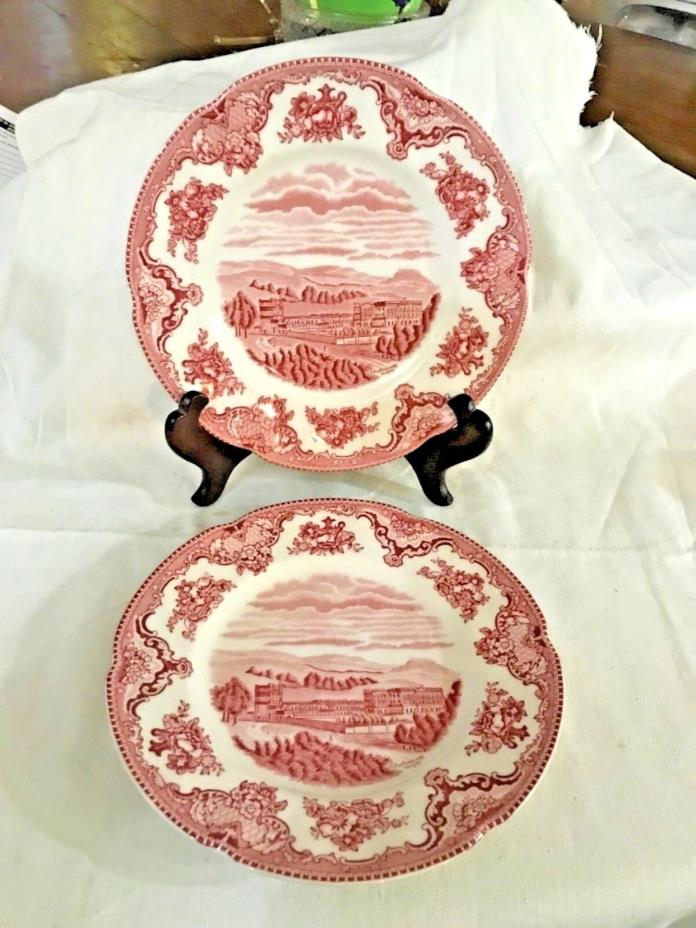 ohnson Brothers 1792 Chatsworth Castle 8 in Red & White Salad Plate