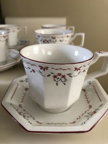 Johnson Brothers - Madison - Made In England- 6 Cups & Saucers- Octagonal