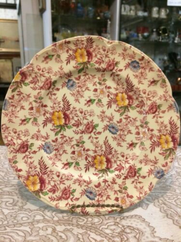 Antique Vintage Johnson brothers Chintz Pink Floral dinner plate Size 10”