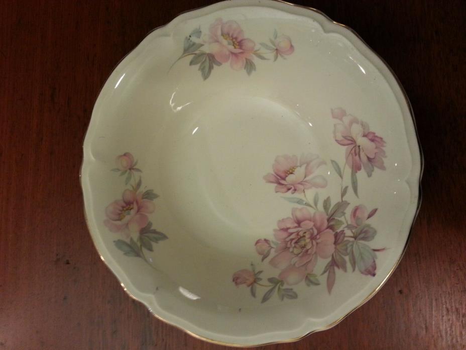 Vintage Edwin Knowles China Serving Bowl Semi Vitreous, Pink Floral, collectible