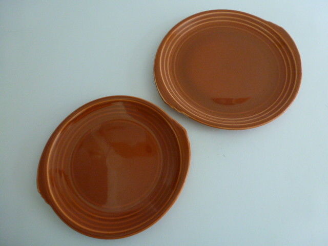 2 Vintage Edwin M Knowles China Co Yorktown Shape Orange Plates 6.5