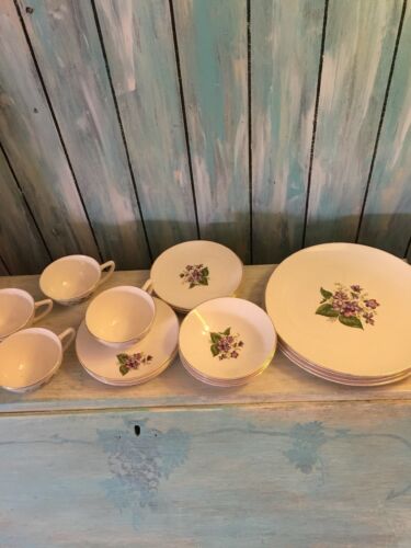 Knowles Wild Violets Dinnerware Service For 4